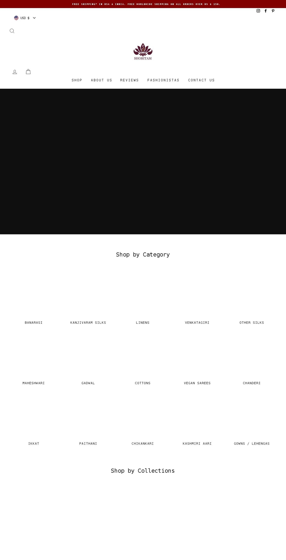 shobitam.com shopify website screenshot