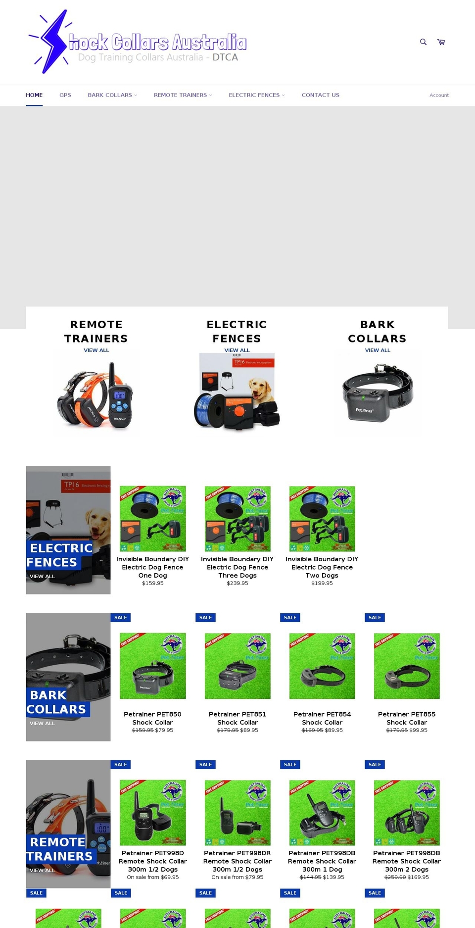 shockcollars.com.au shopify website screenshot