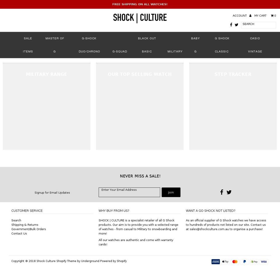 shockculture.com.au shopify website screenshot