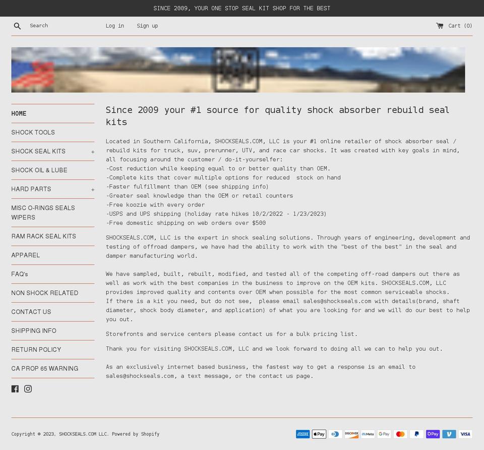 shockseals.com shopify website screenshot