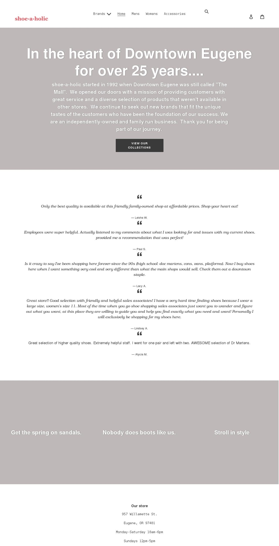 shoeaholiceugene.com shopify website screenshot
