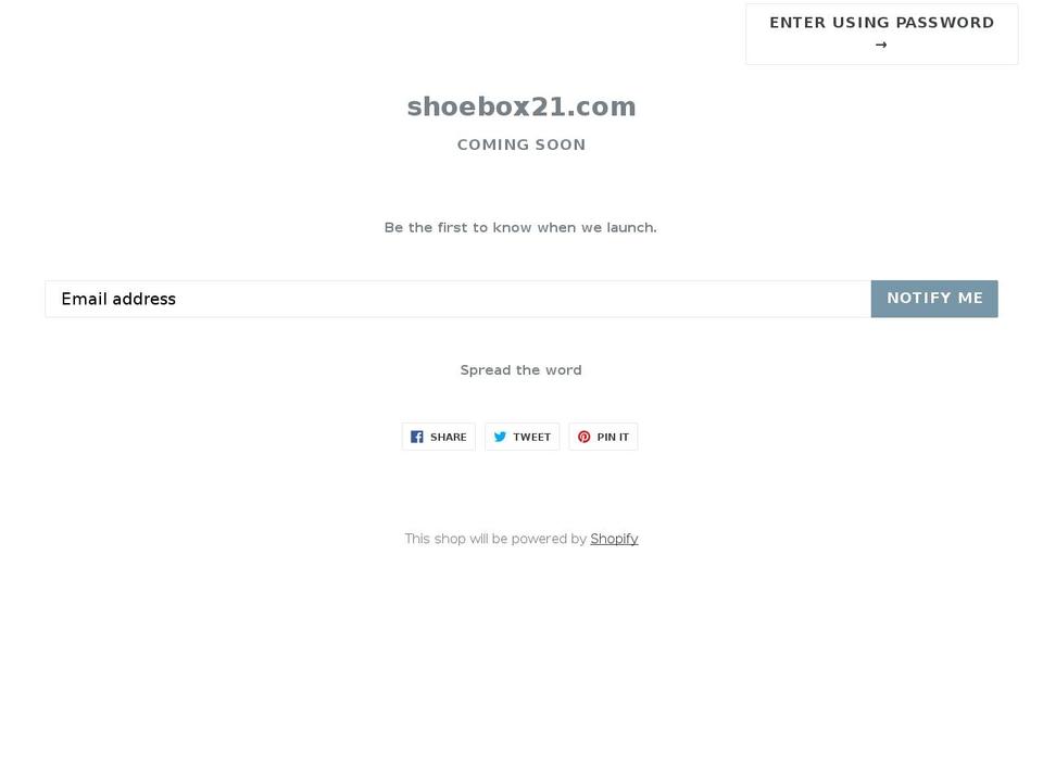 shoebox21.com — Shopify storefront screenshot