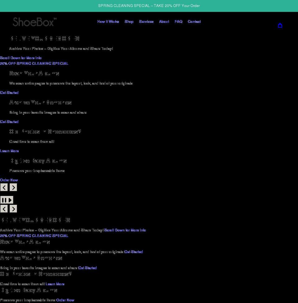 shoeboximaging.com shopify website screenshot