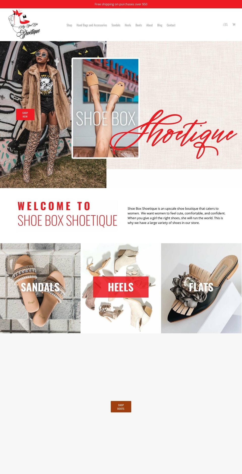 shoeboxshoetique.com shopify website screenshot