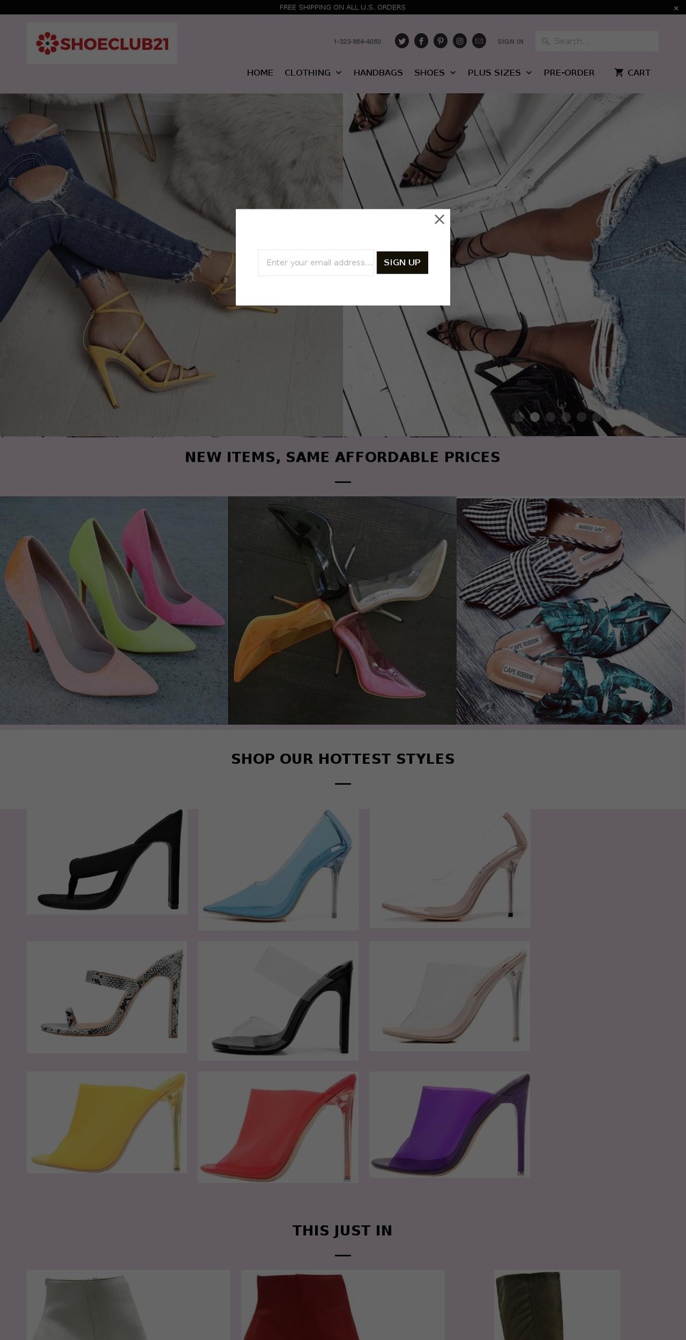 shoeclub21.com shopify website screenshot