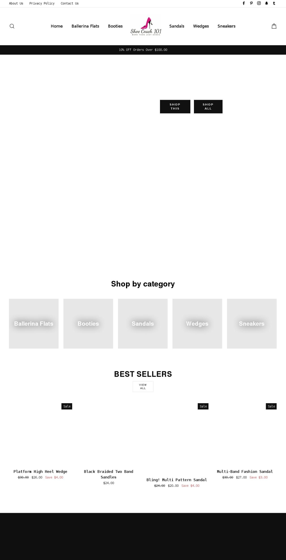 shoecoach101shoes.com shopify website screenshot