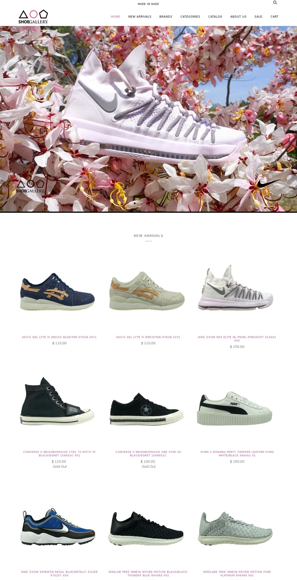 shoegallerymiami.com shopify website screenshot