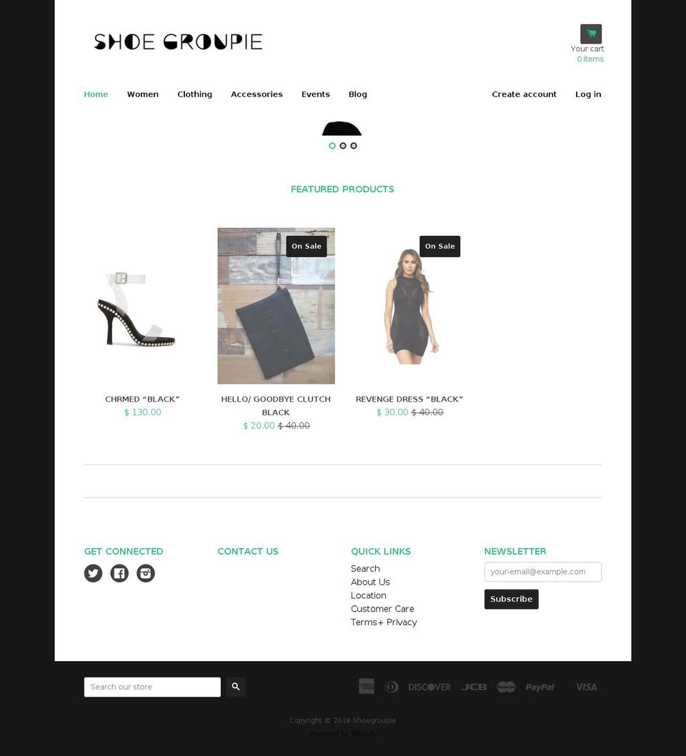 shoegroupie.com shopify website screenshot