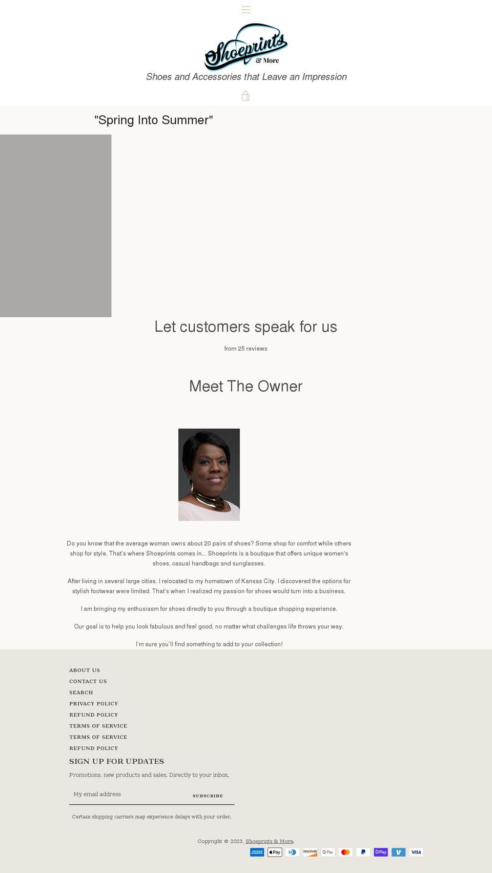 shoeprintsstyle.com shopify website screenshot