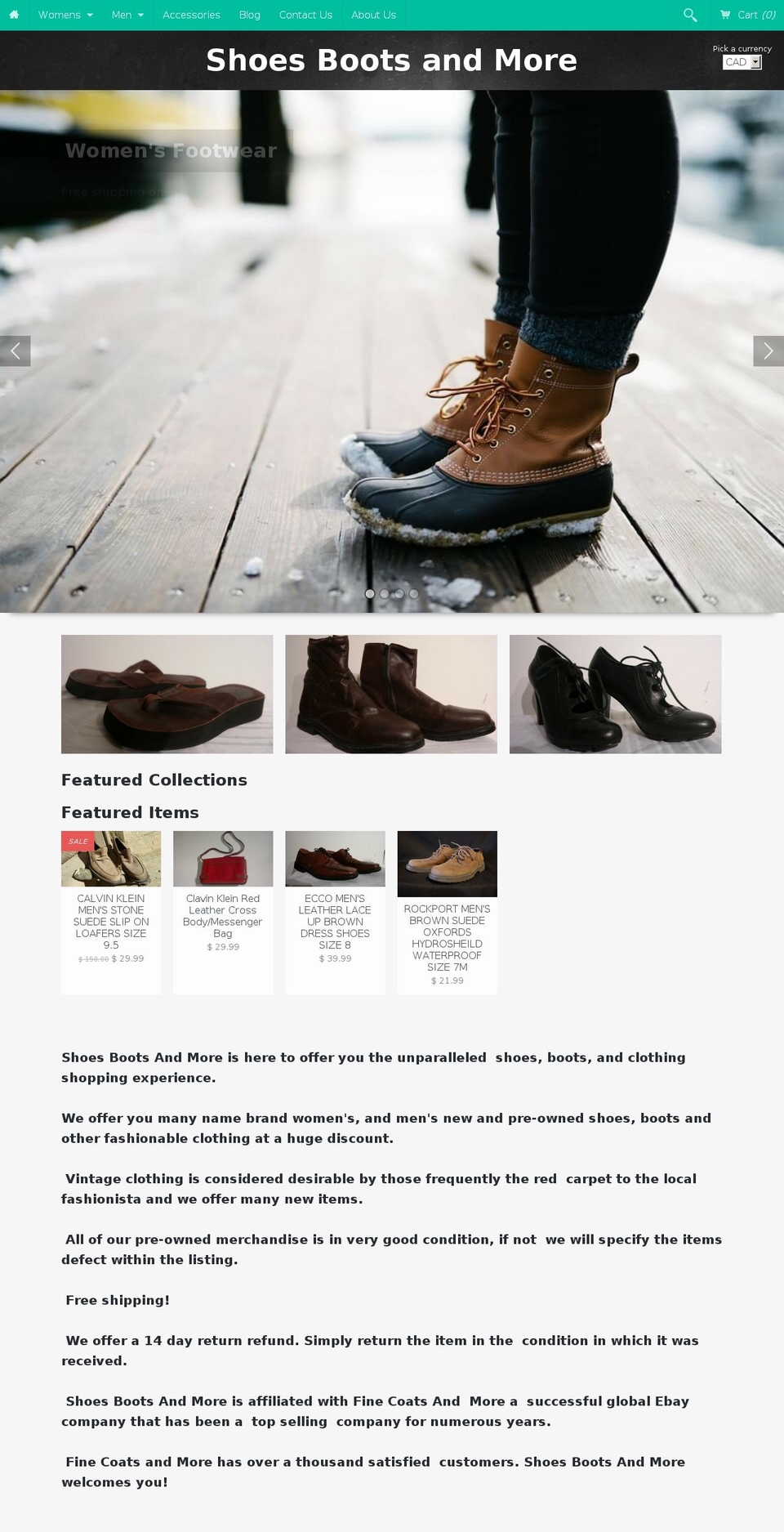 Fluid Shopify theme site example shoesbootsandmore.com