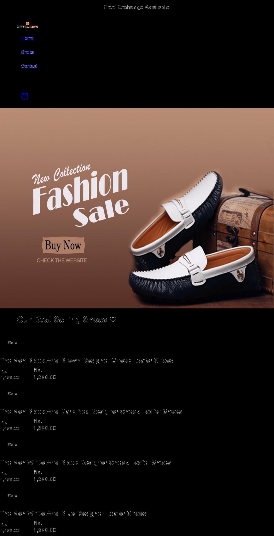 shoescrown.com shopify website screenshot