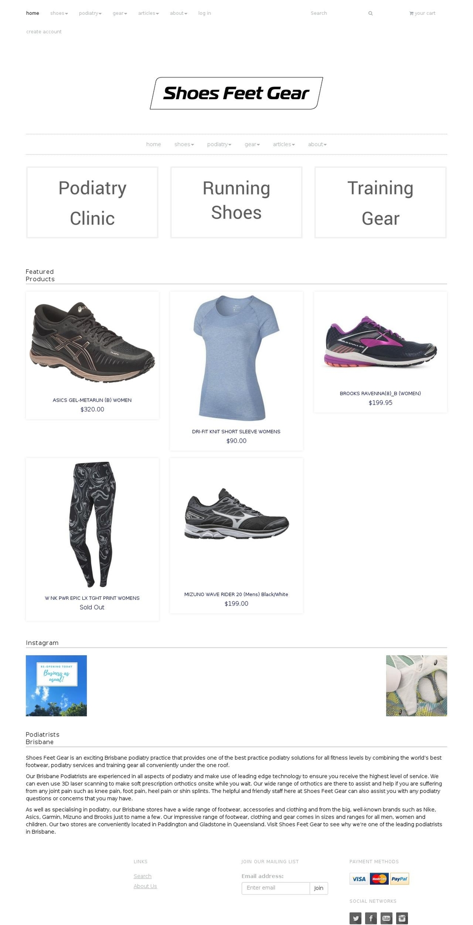 shoesfeetgear.com.au shopify website screenshot