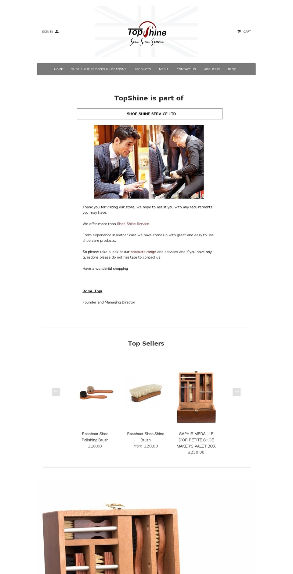 shoeshineservice.co.uk shopify website screenshot