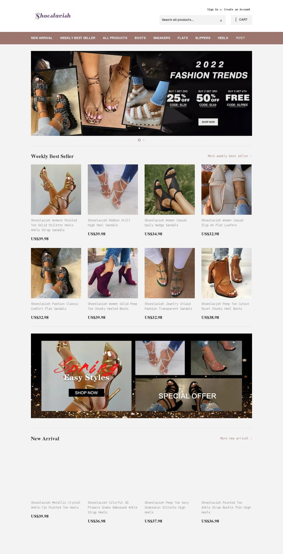 shoeslavishs.com shopify website screenshot