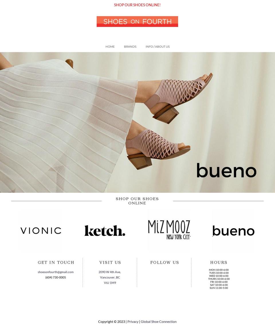 shoesonfourth.ca shopify website screenshot