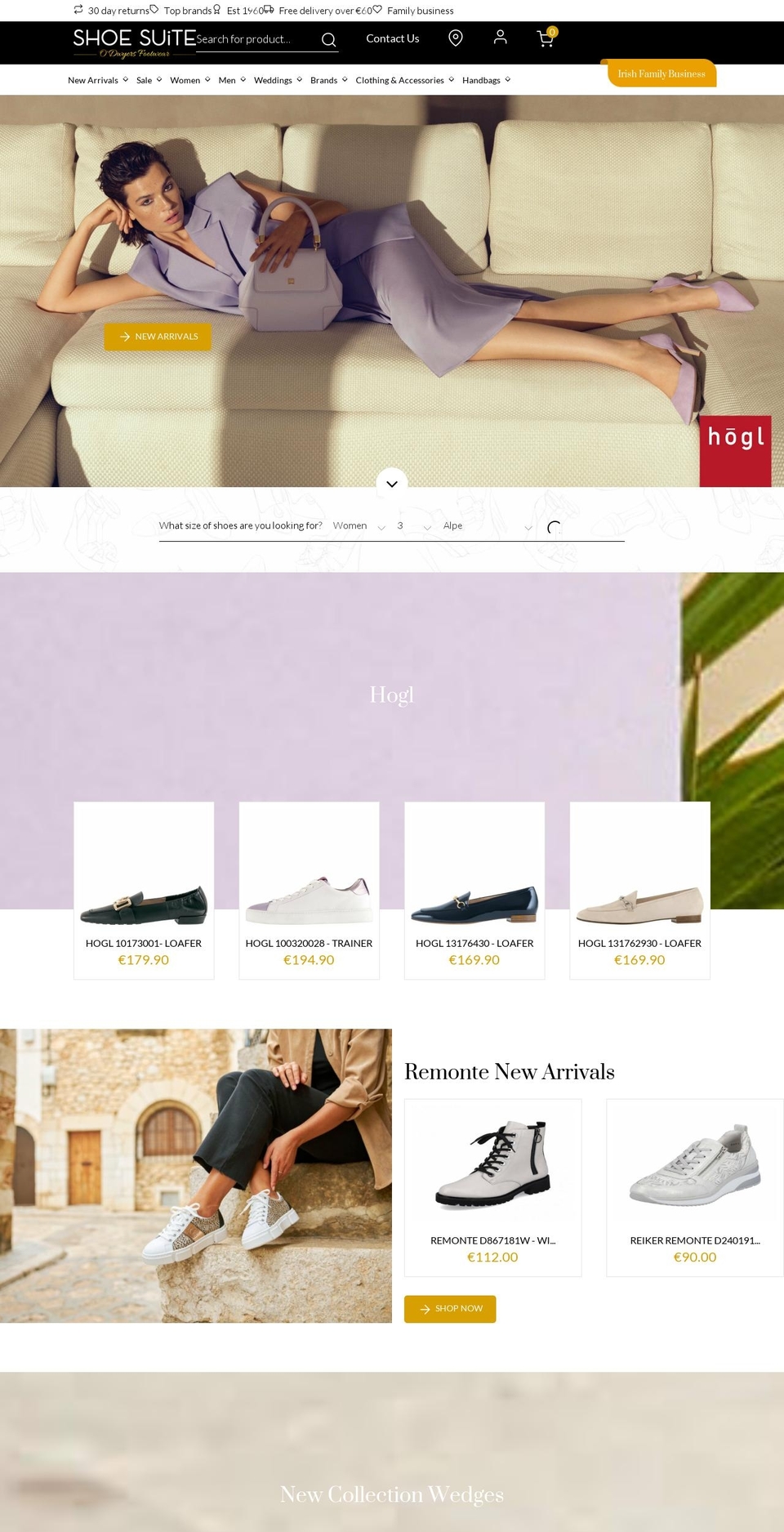Timber Shopify theme site example shoesuite.ie