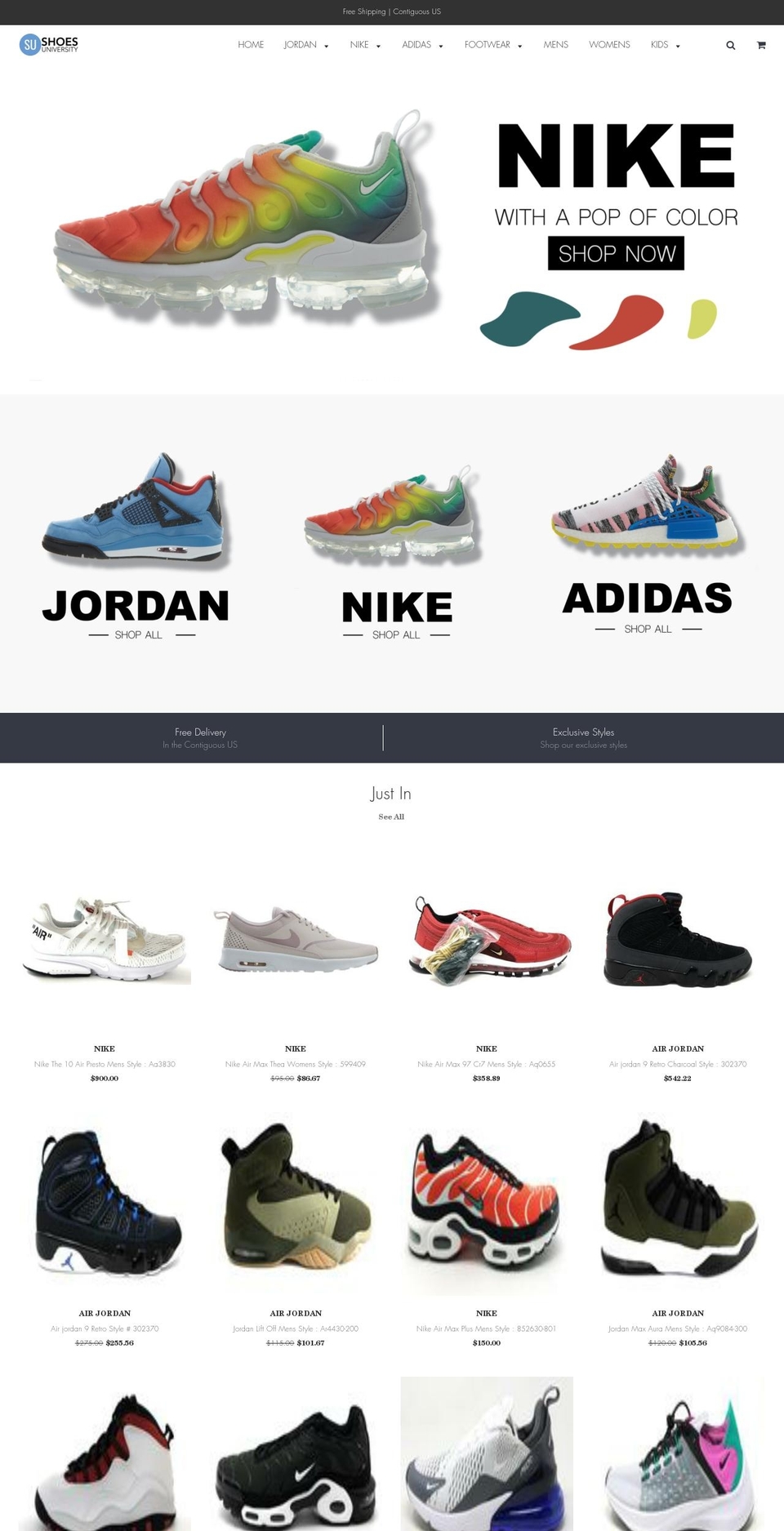 shoesuniversity.com — Shopify storefront screenshot