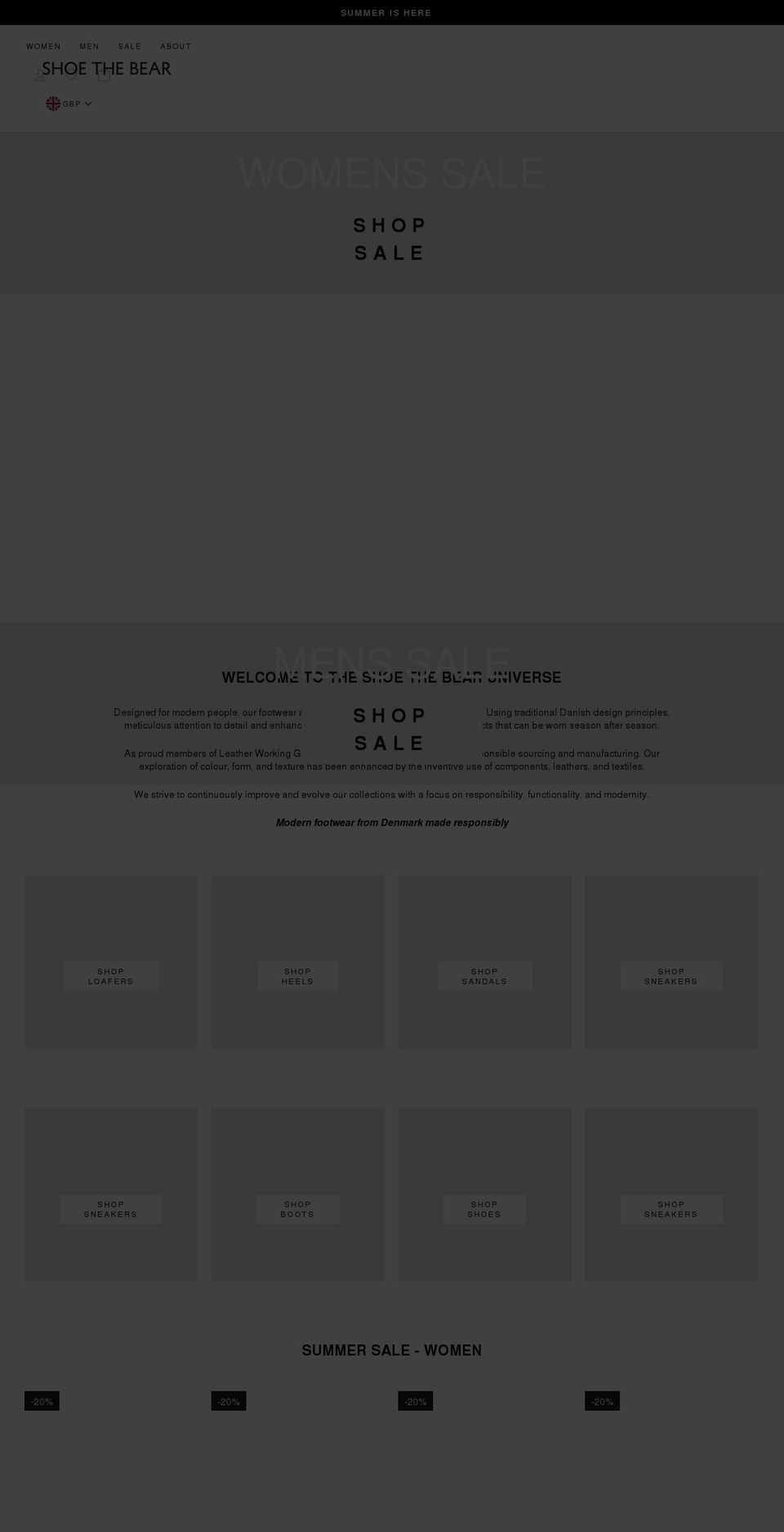 shoethebear.co.uk shopify website screenshot