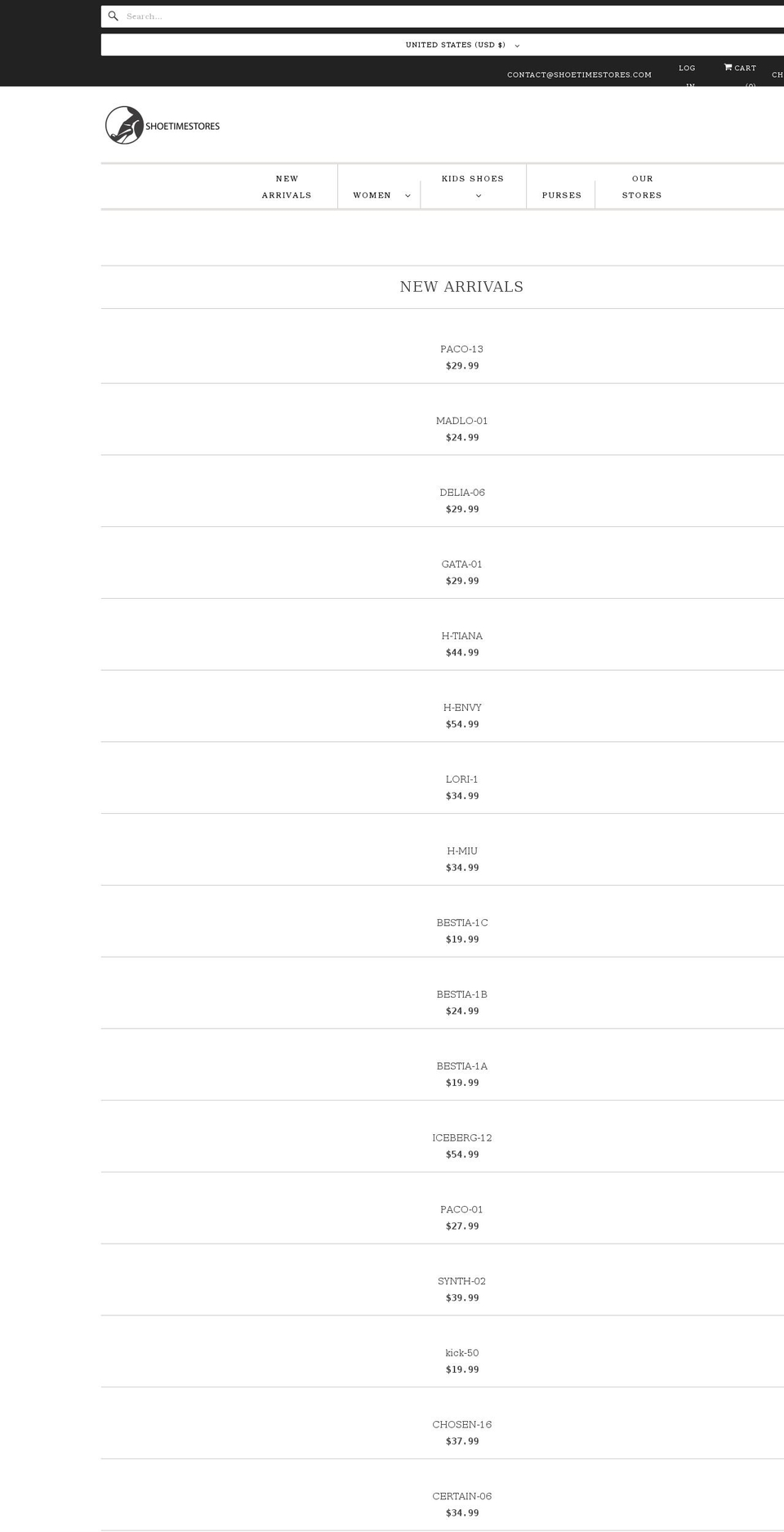 shoetimestores.com — Shopify storefront screenshot