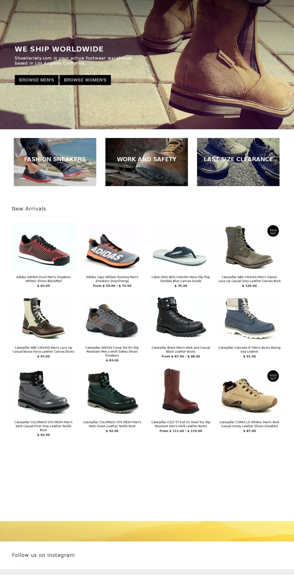 shoevariety.com shopify website screenshot