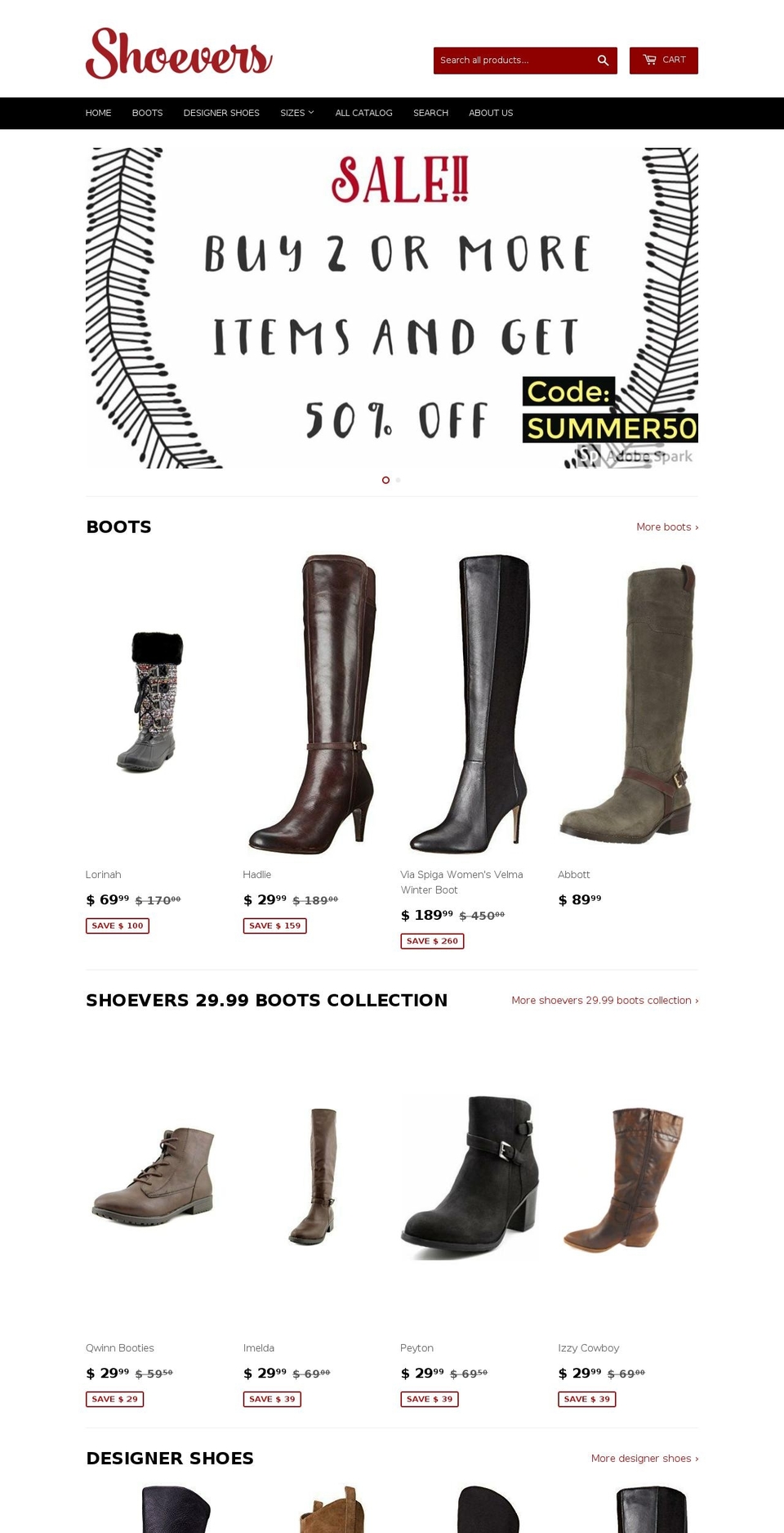 shoevers.com — Shopify storefront screenshot