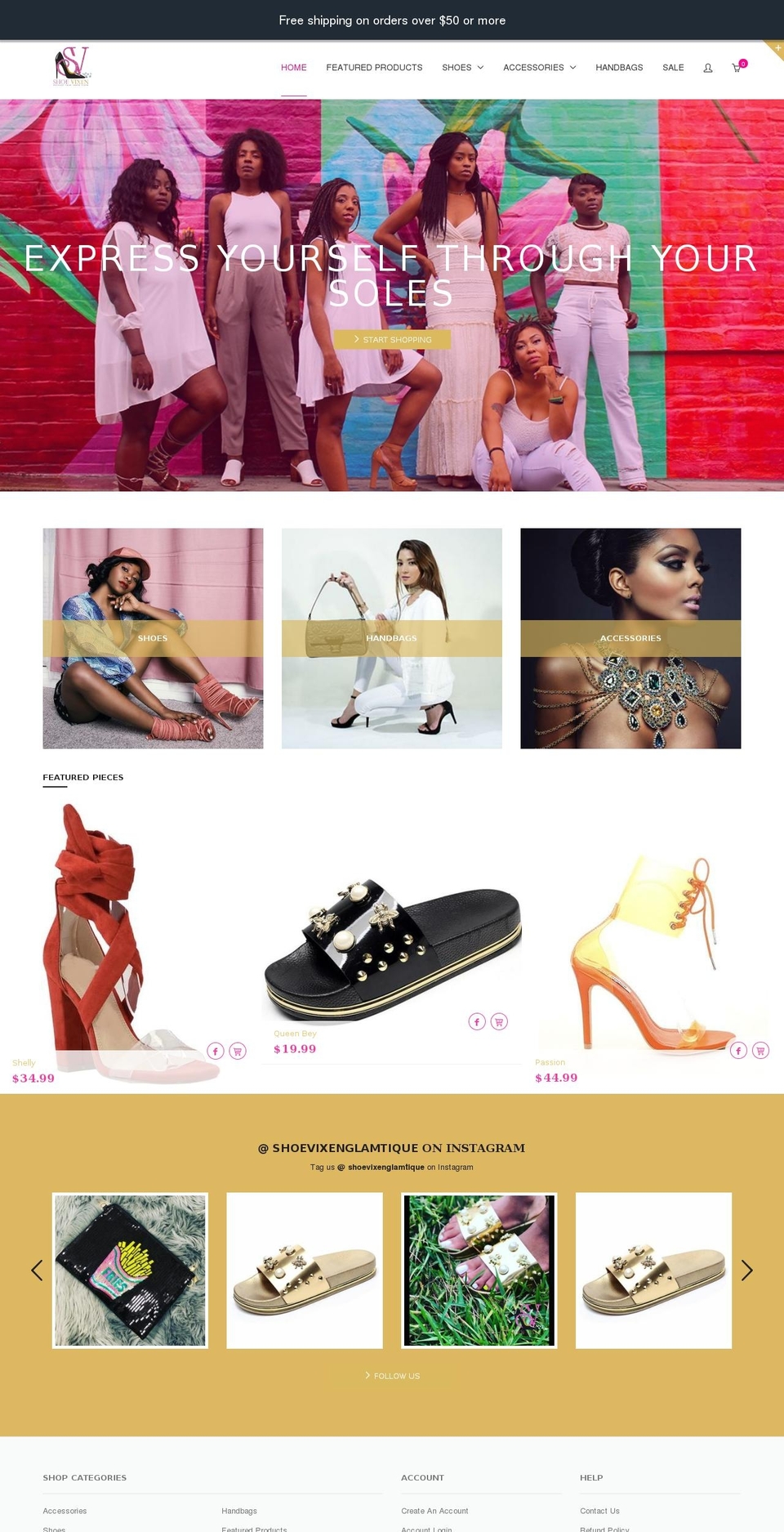 shoevixens.com shopify website screenshot