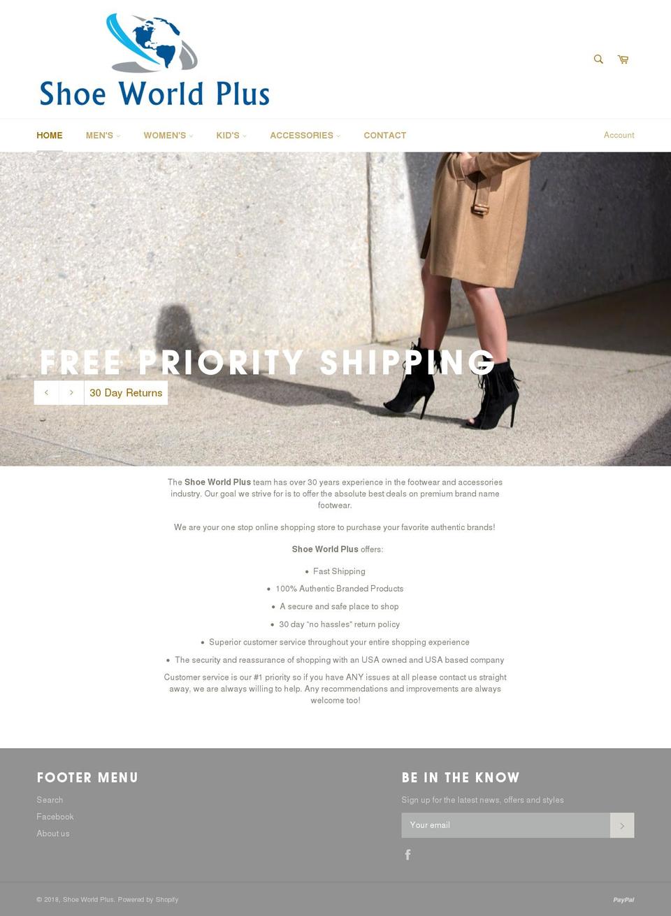 shoeworldplus.com shopify website screenshot