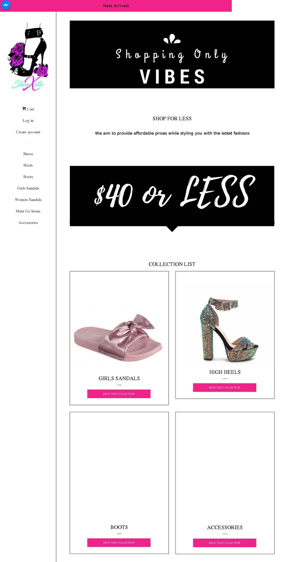 shoexotic.com shopify website screenshot