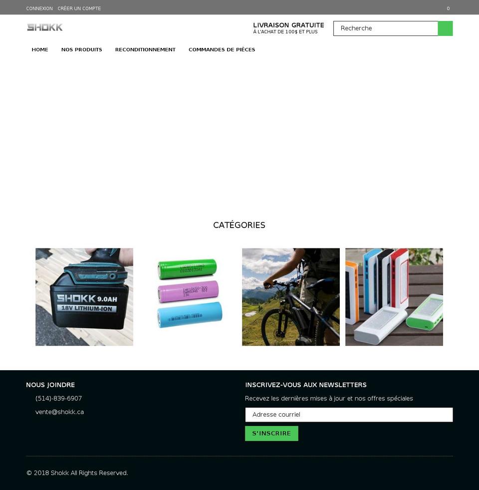shokk.ca shopify website screenshot