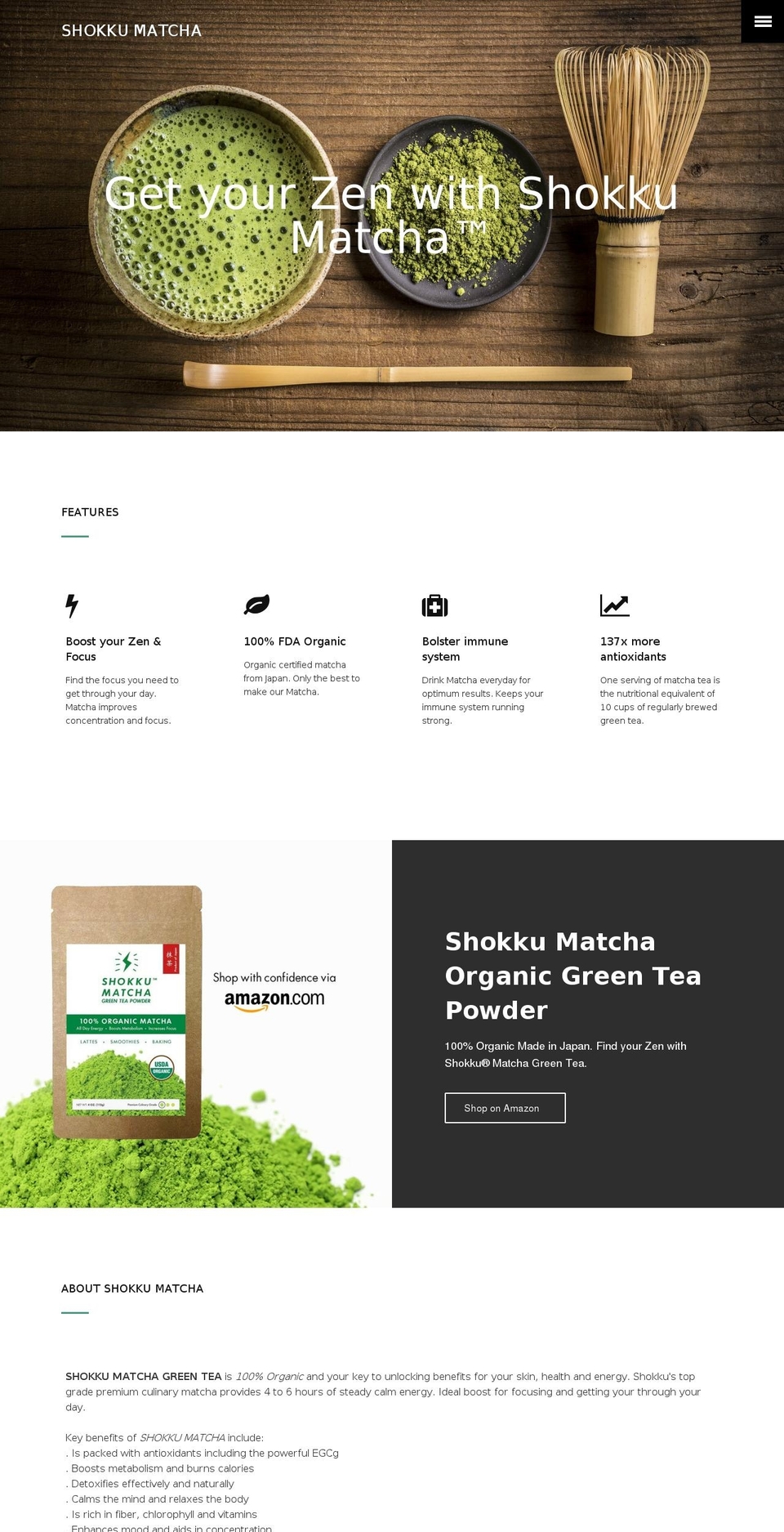 shokkumatcha.com shopify website screenshot