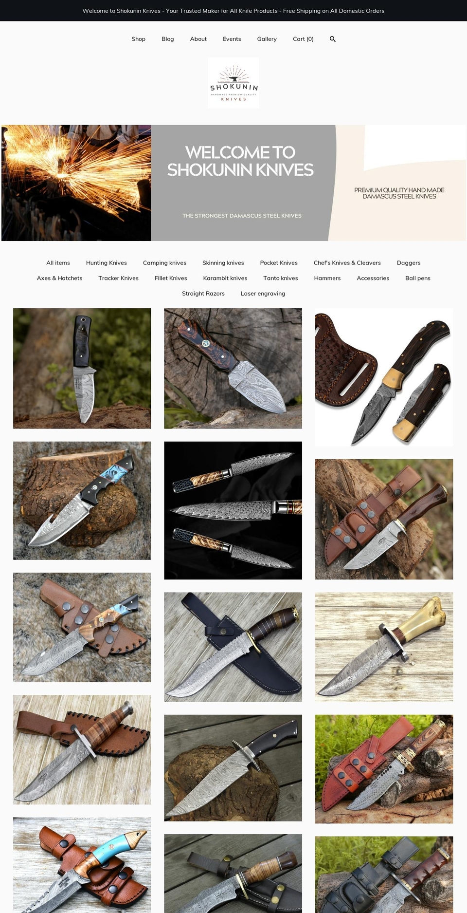 shokuninknives.com shopify website screenshot