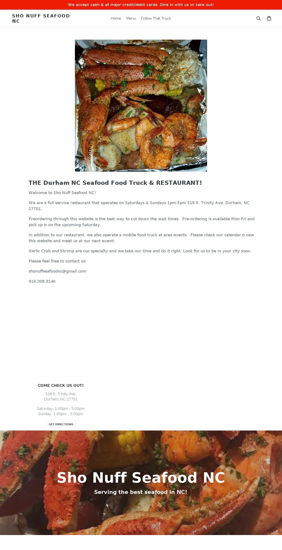 shonuffseafoodnc.com — Shopify storefront screenshot
