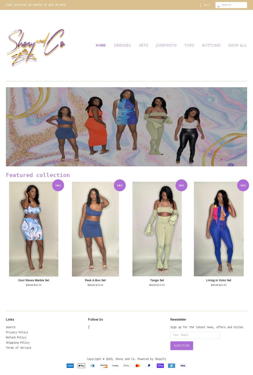 shonyandco.com shopify website screenshot