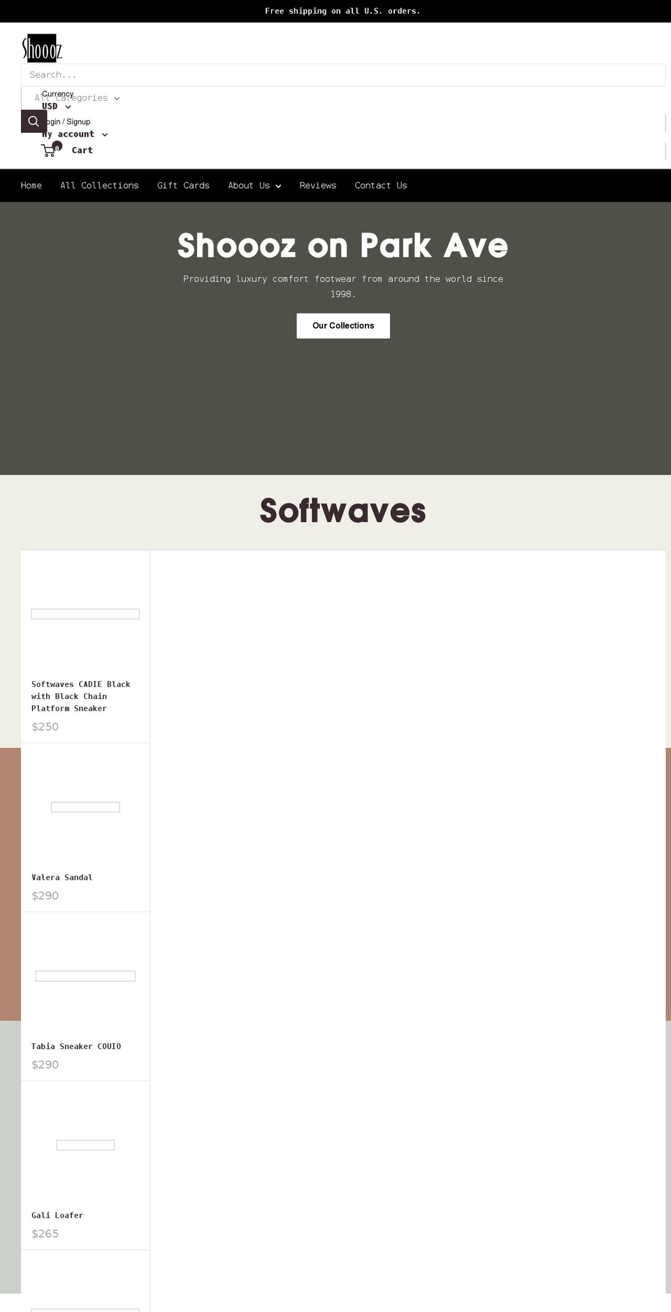 shooozonparkave.com shopify website screenshot