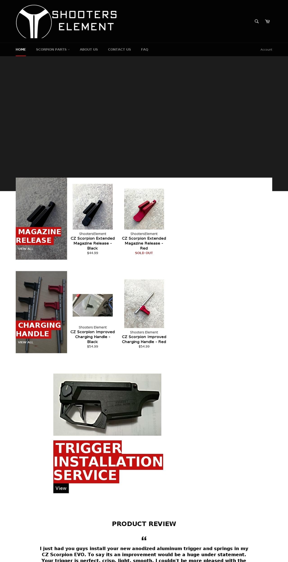 shooterselement.com shopify website screenshot