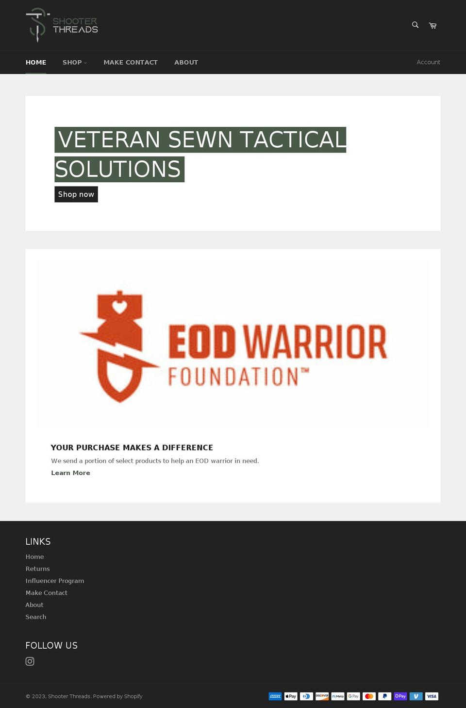 shooterthreads.com shopify website screenshot