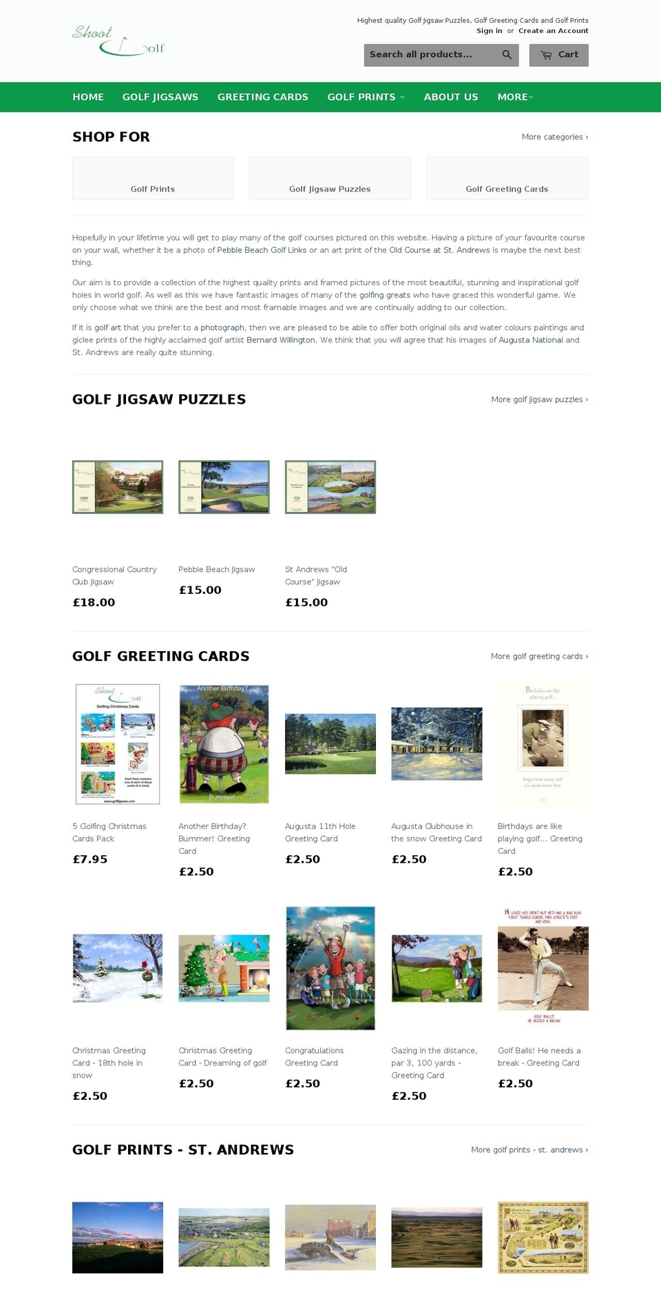 shootgolfphotography.com — Shopify storefront screenshot