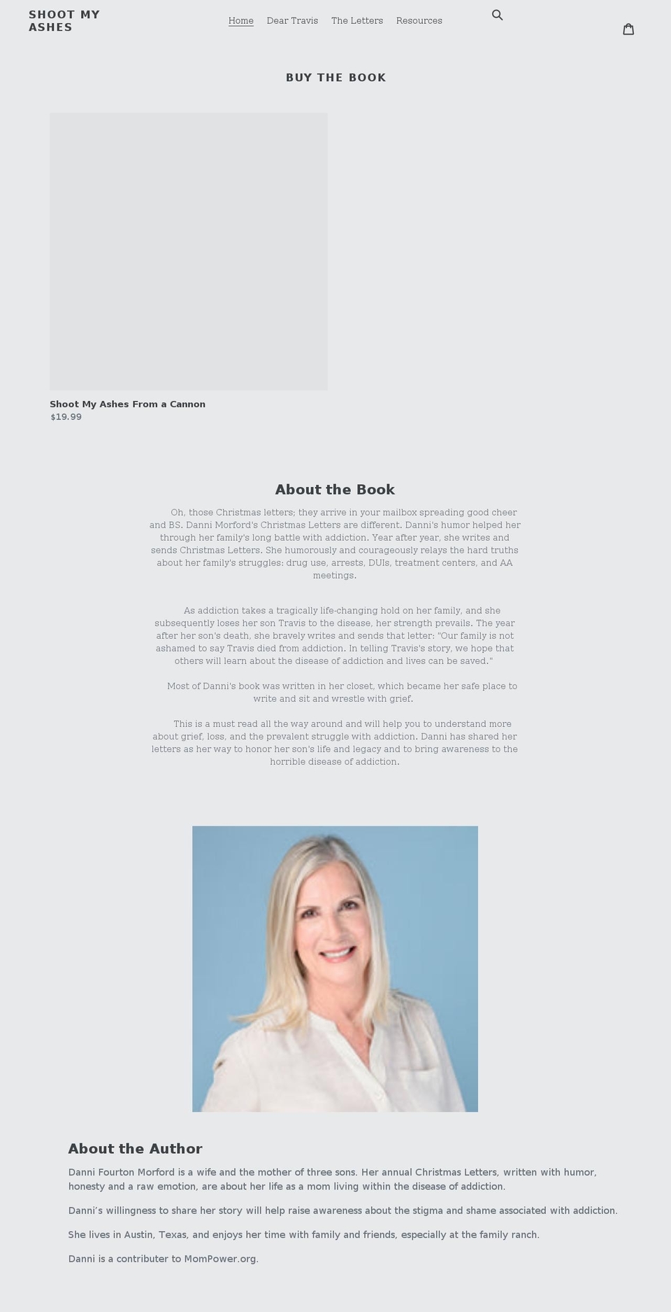 shootmyashes.com shopify website screenshot