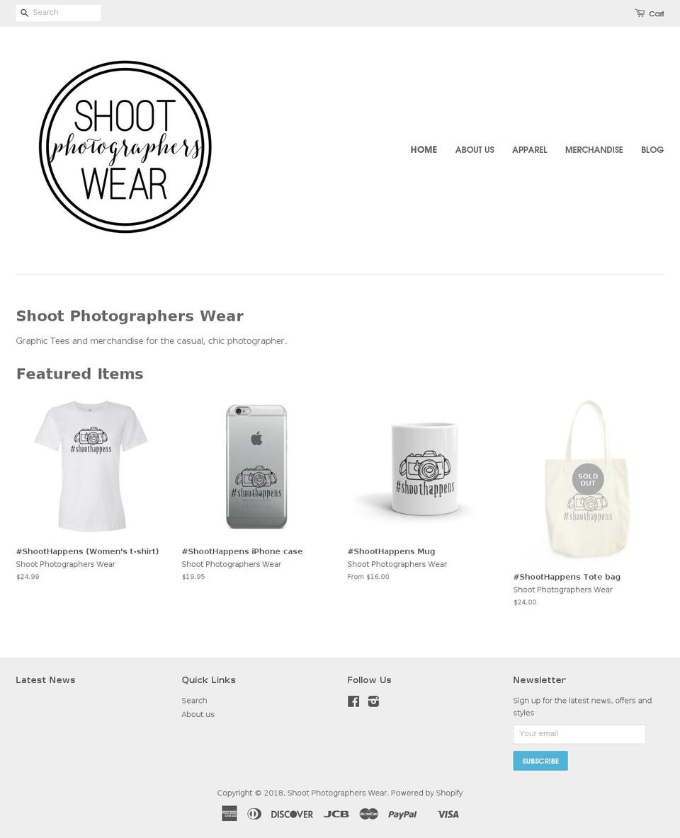 shootphotographerswear.com shopify website screenshot