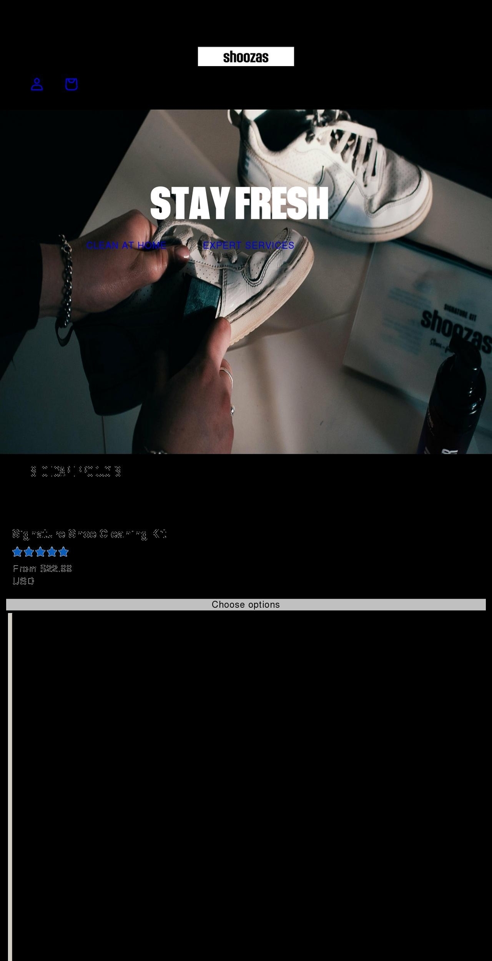 shoozas.com shopify website screenshot