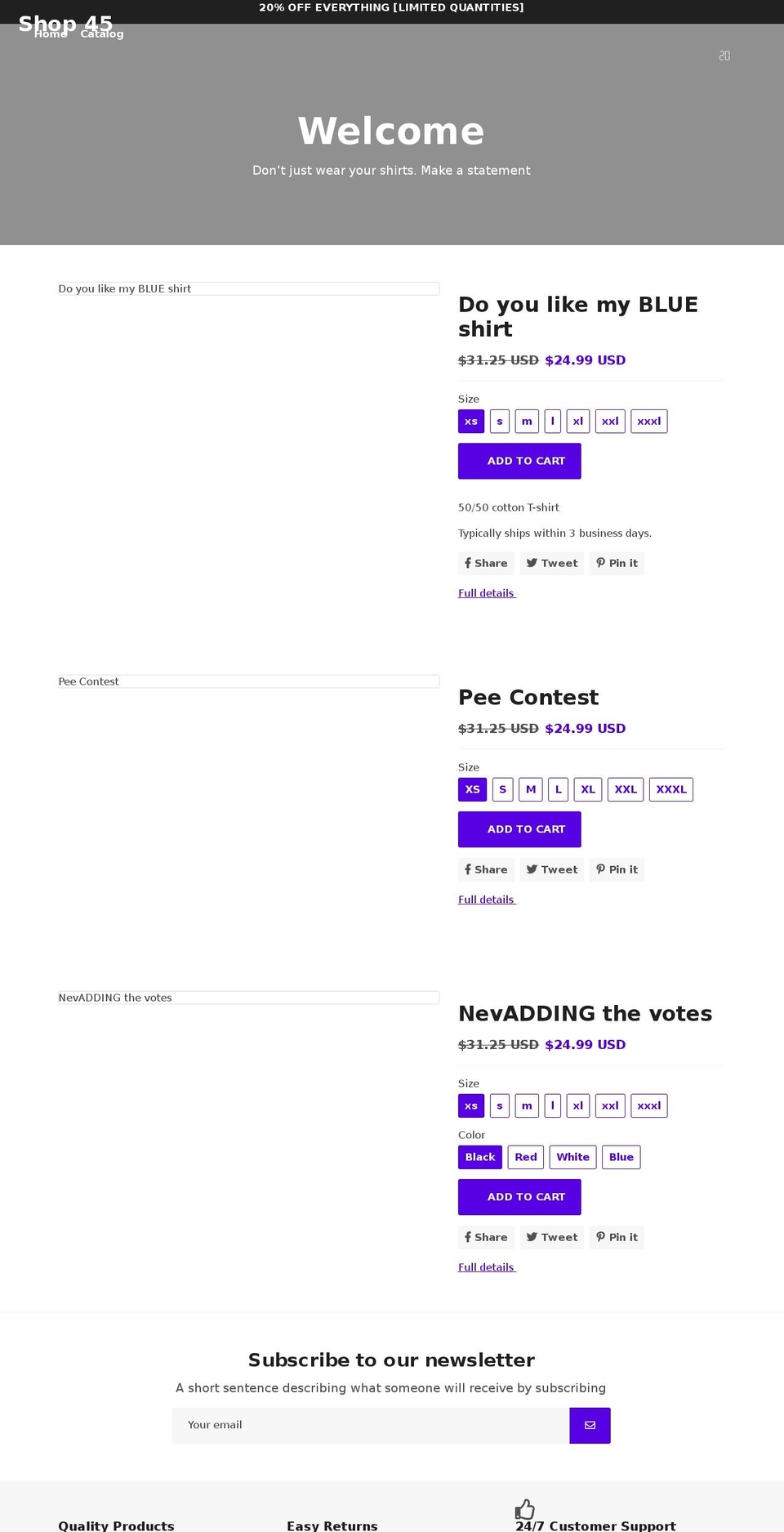 shop-45.com shopify website screenshot