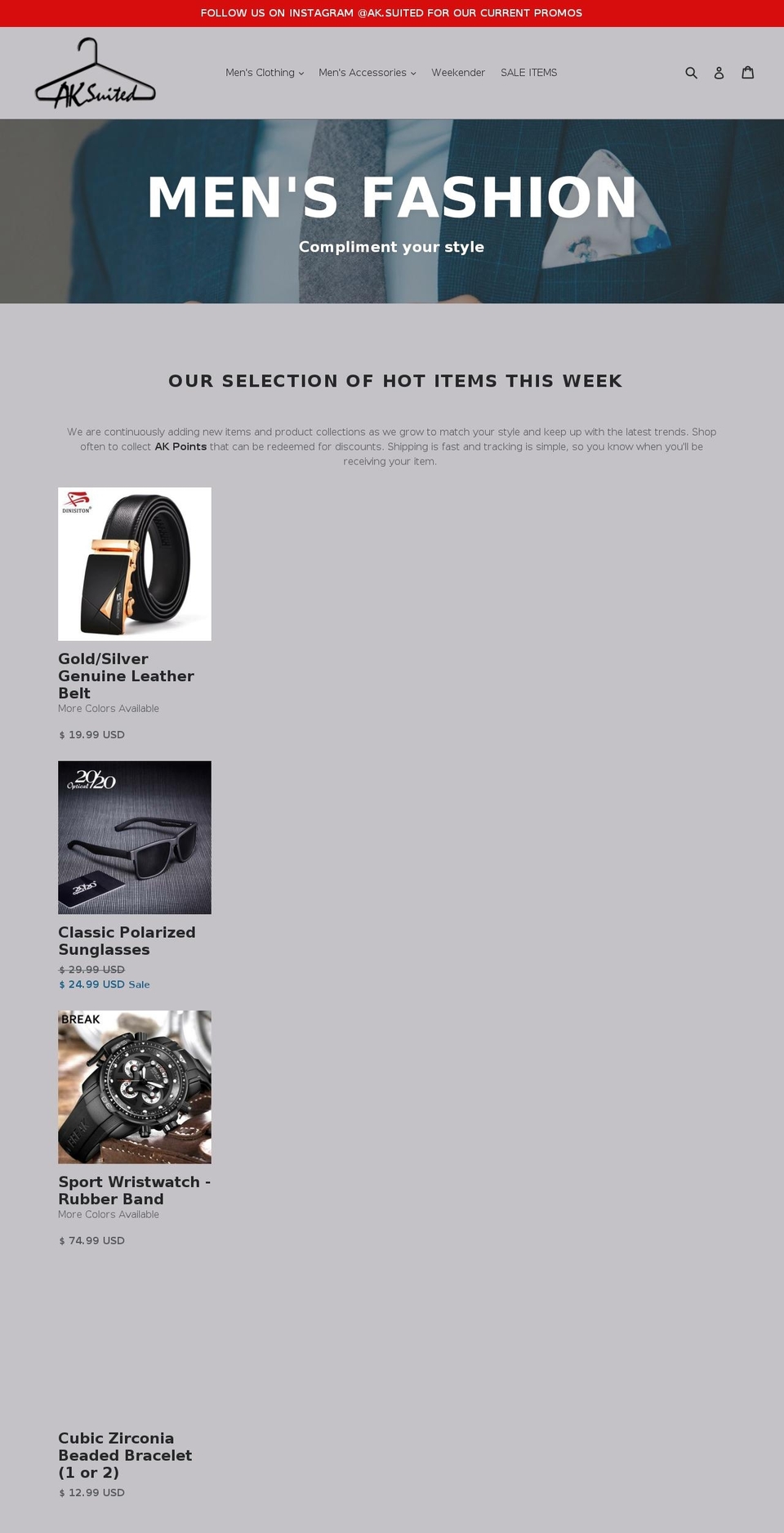 shop-ak.com — Shopify storefront screenshot