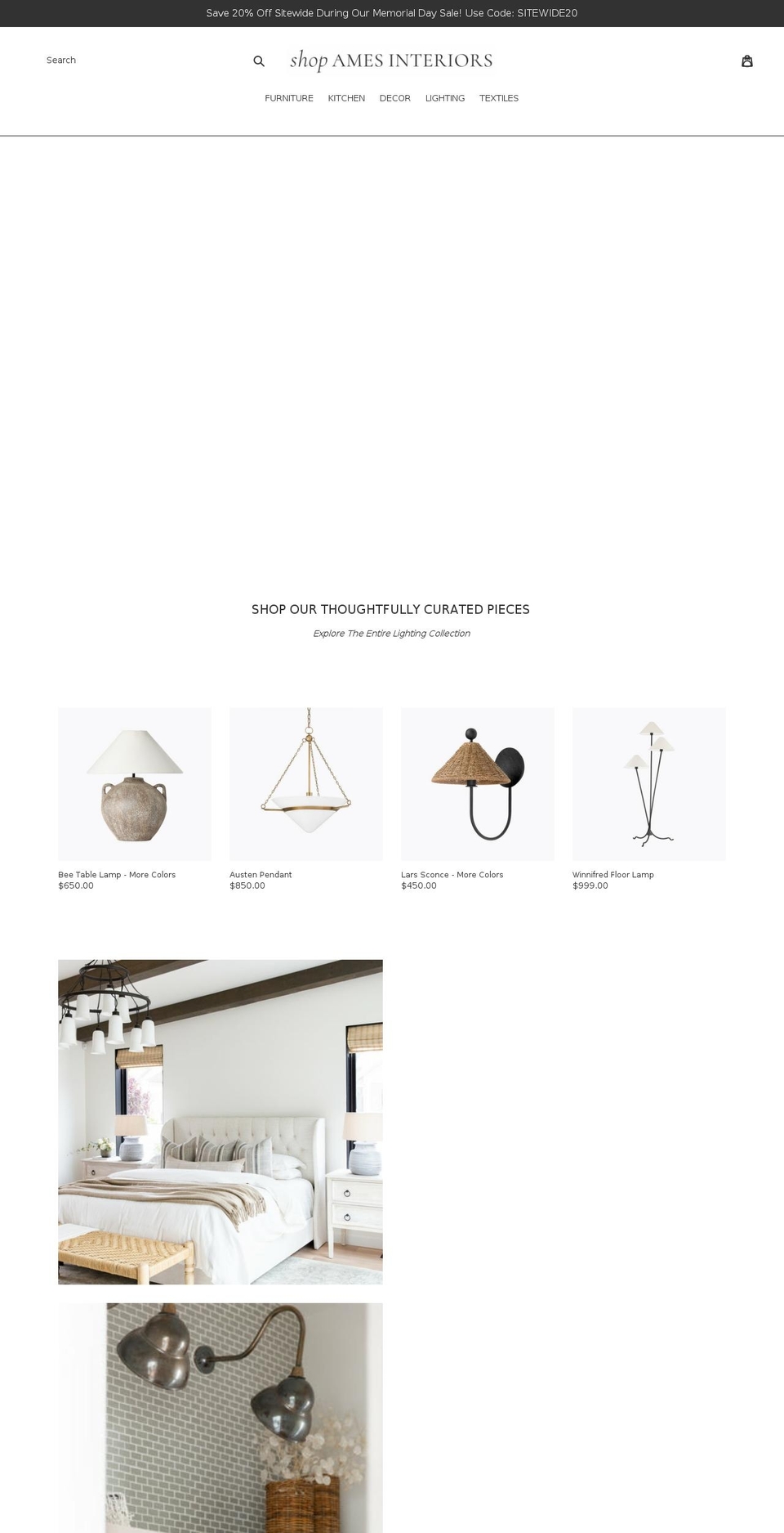 shop-ames-interiors.com shopify website screenshot