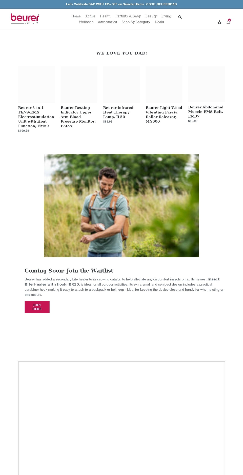 shop-beurer.com shopify website screenshot