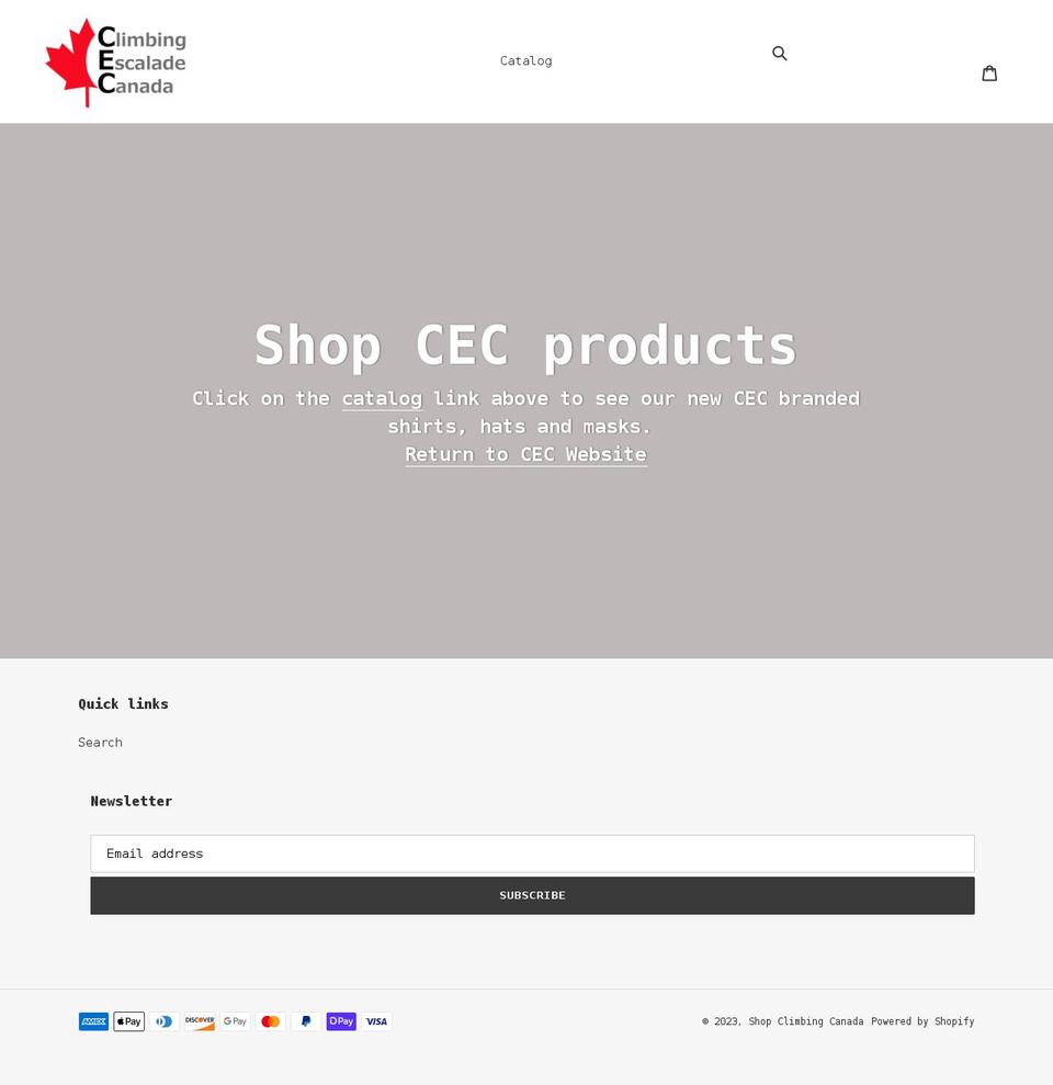 shop-climbing-canada.myshopify.com shopify website screenshot