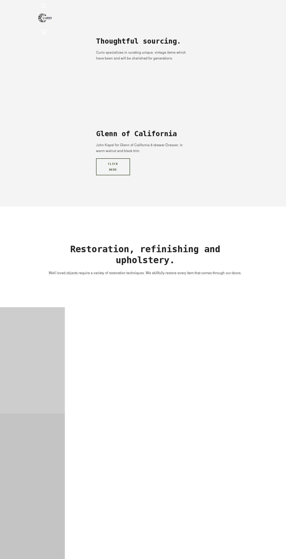 shop-curio.com shopify website screenshot
