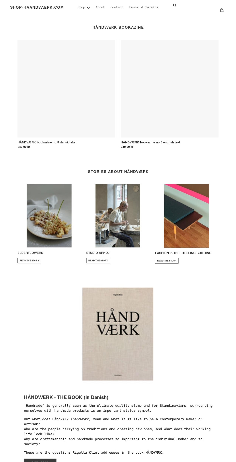 shop-haandvaerk.com shopify website screenshot