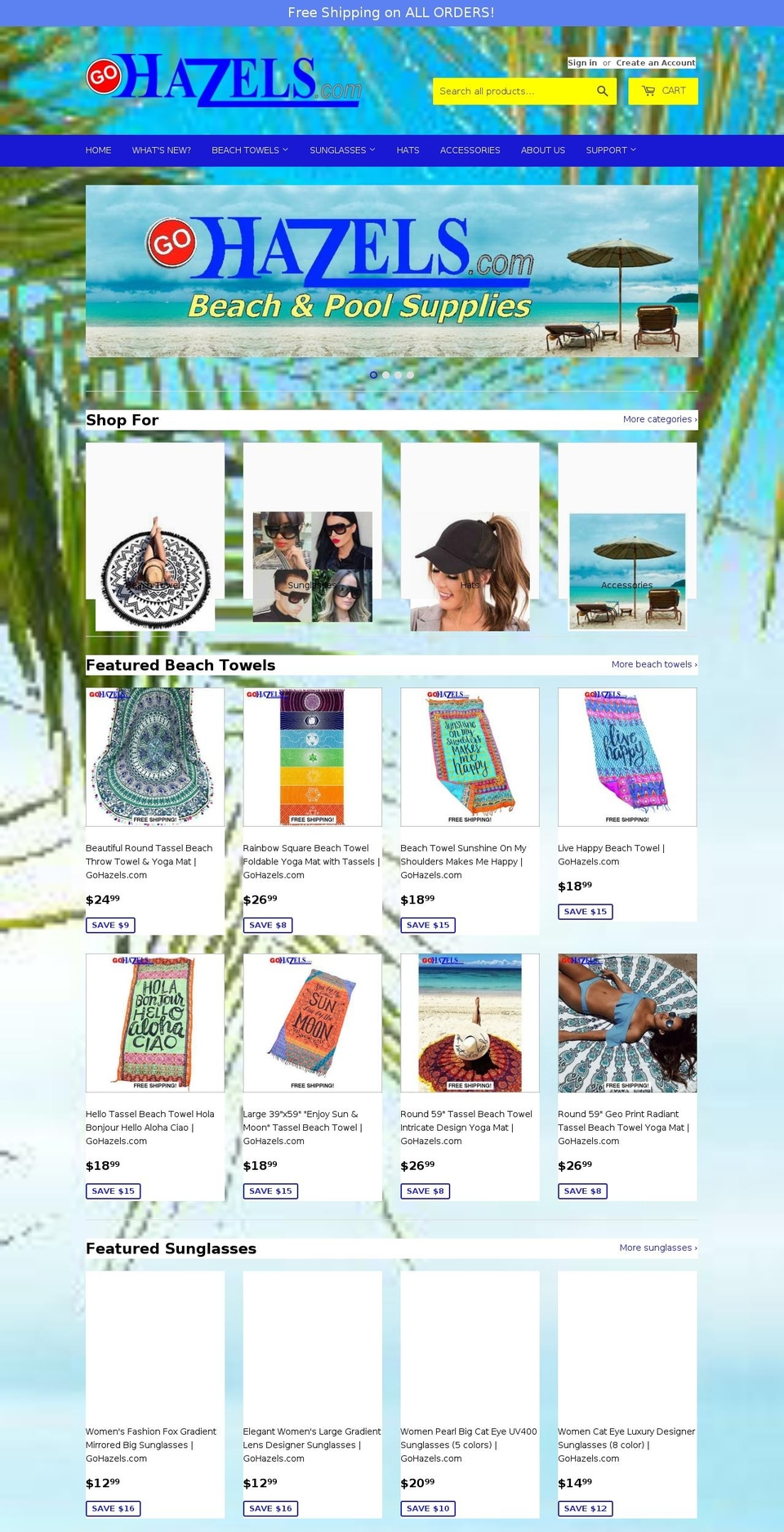 shop-hazels.com — Shopify storefront screenshot