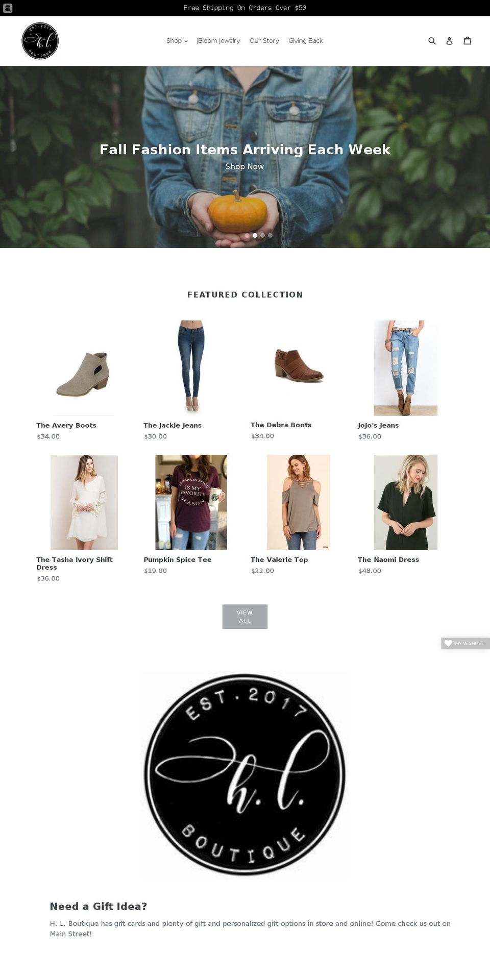shop-hl.com — Shopify storefront screenshot