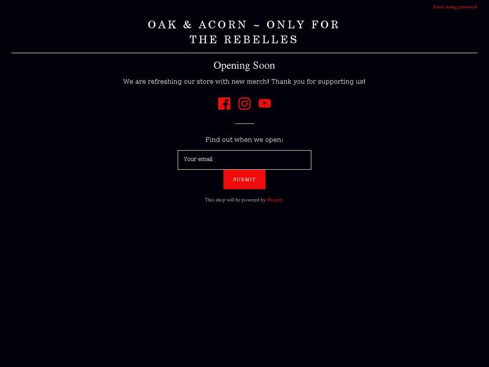 shop-oakacorn.com shopify website screenshot